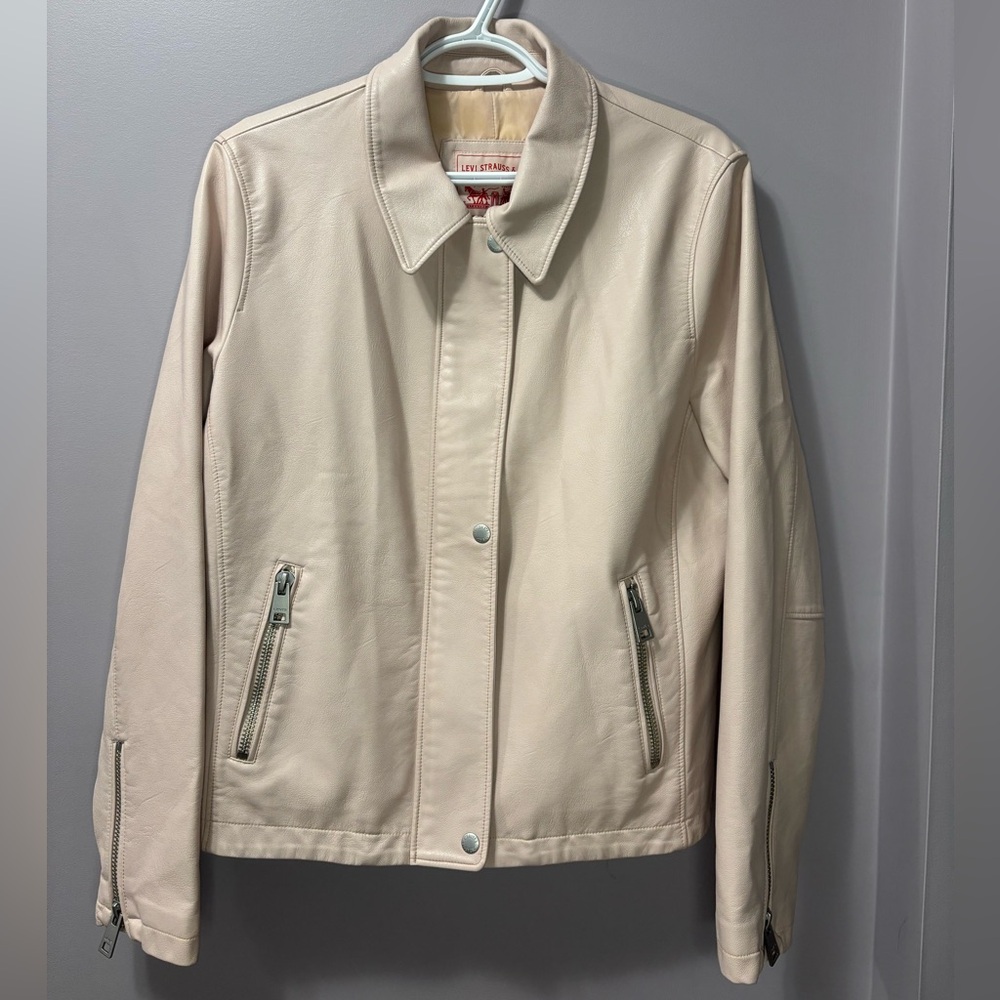 Levi’s Blush Pink Faux Leather Moto Jacket XL *flawed